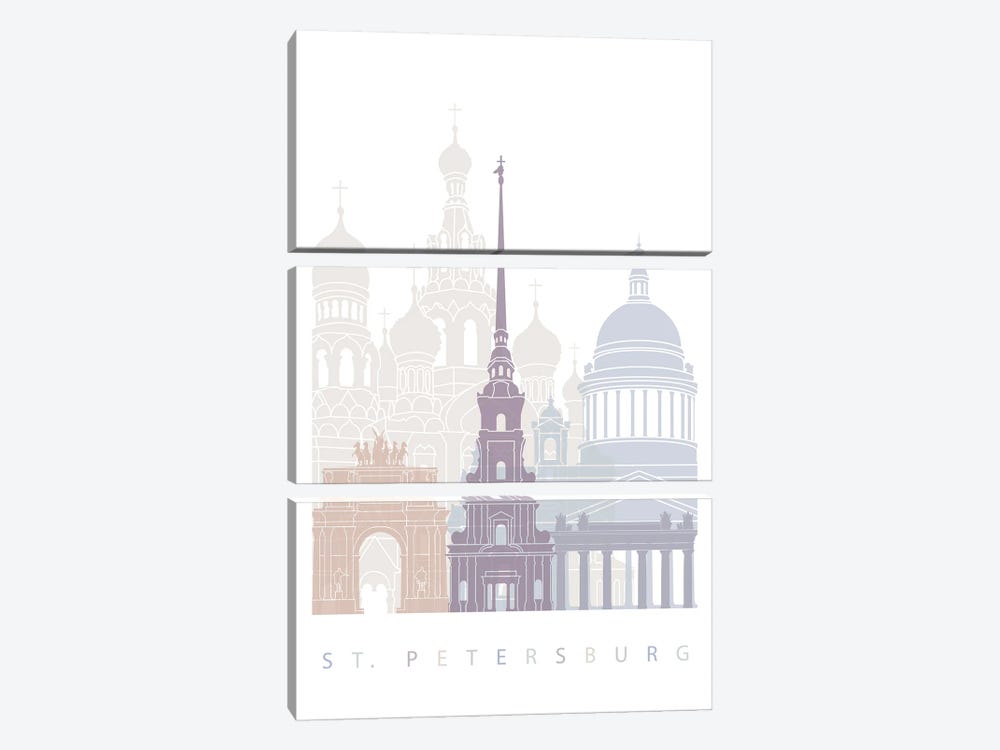 St. Petersburg Skyline Poster Pastel by Paul Rommer 3-piece Canvas Art Print