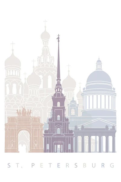 Paul Rommer: St. Petersburg Skyline Poster Pastel by Paul Rommer