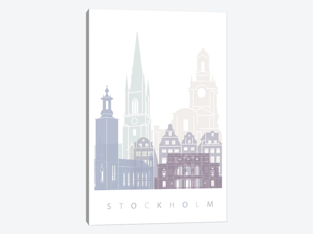 Stockholm Skyline Poster Pastel by Paul Rommer 1-piece Canvas Wall Art