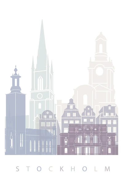 Sweden: Stockholm Skyline Poster Pastel by Paul Rommer