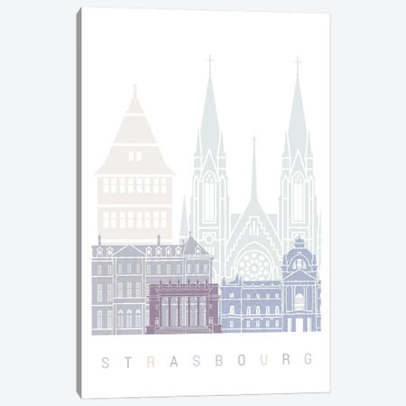 Strasbourg Skyline Poster Pastel Canvas Print #PUR6038} by Paul Rommer Canvas Art