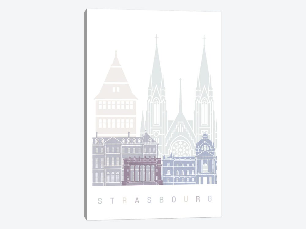 Strasbourg Skyline Poster Pastel by Paul Rommer 1-piece Canvas Art Print