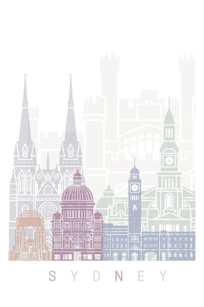 New South Wales: Sydney Skyline Poster Pastel by Paul Rommer