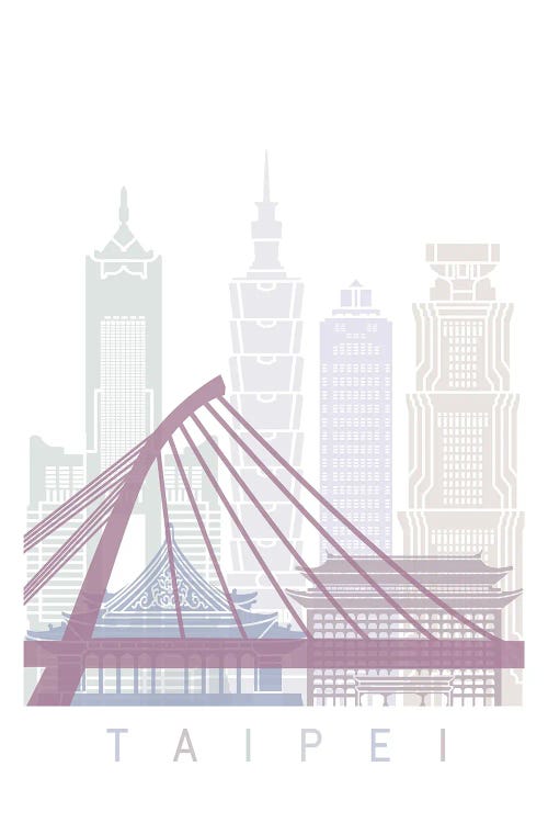 Taipei Skyline Poster Pastel by Paul Rommer wall art