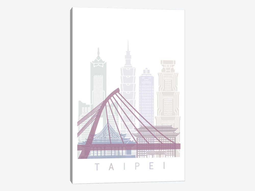 Taipei Skyline Poster Pastel by Paul Rommer 1-piece Art Print