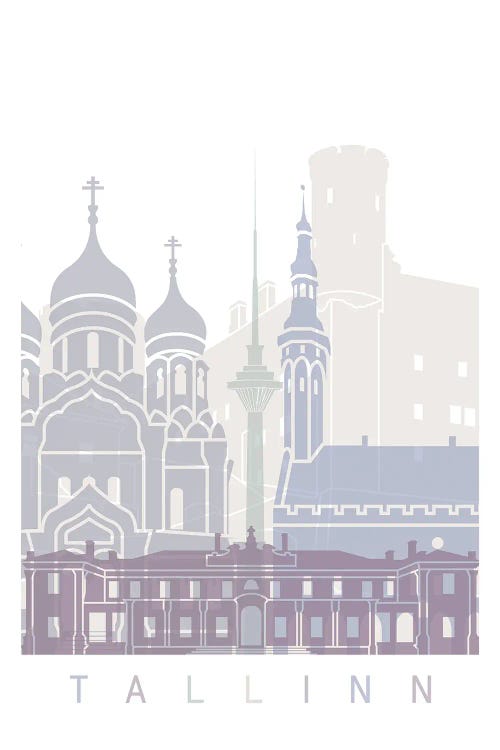 Tallinn Skyline Poster Pastel