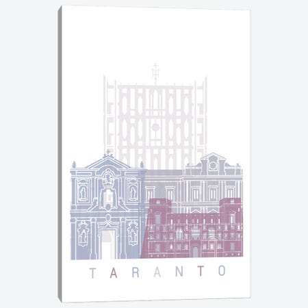 Taranto Skyline Poster Pastel Canvas Print #PUR6045} by Paul Rommer Canvas Wall Art