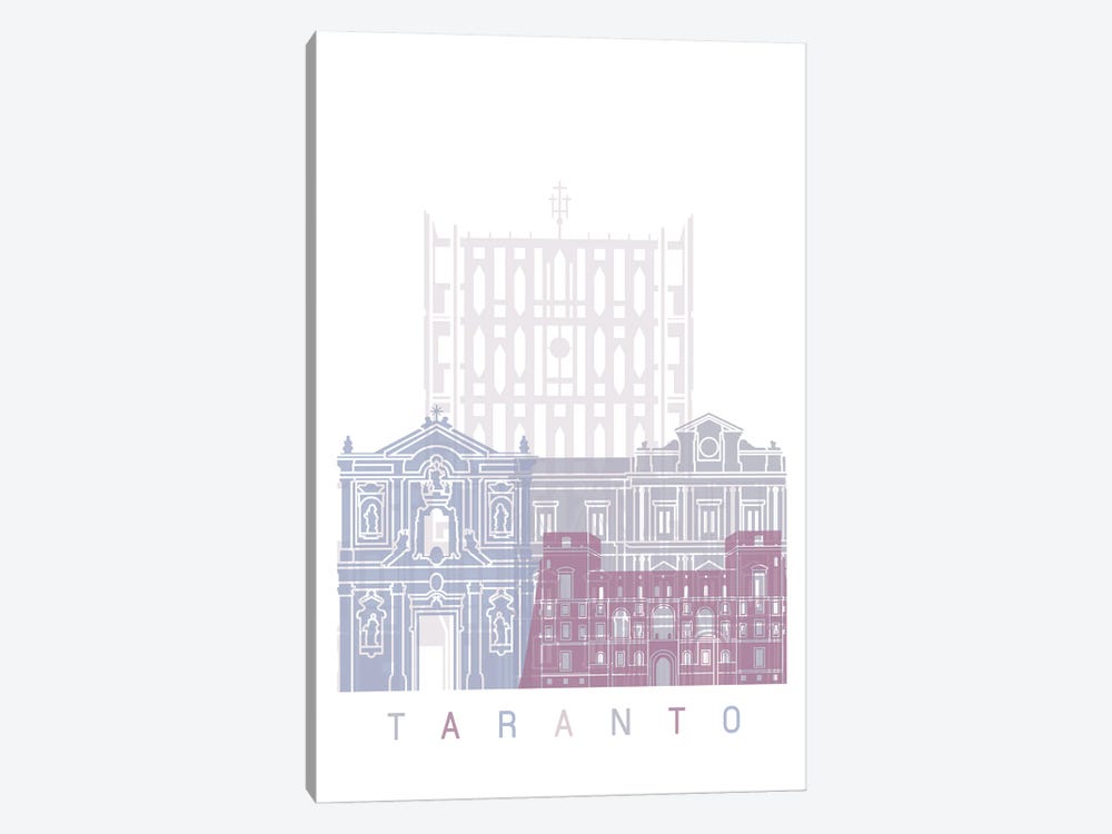 Taranto Skyline Poster Pastel by Paul Rommer 1-piece Canvas Print