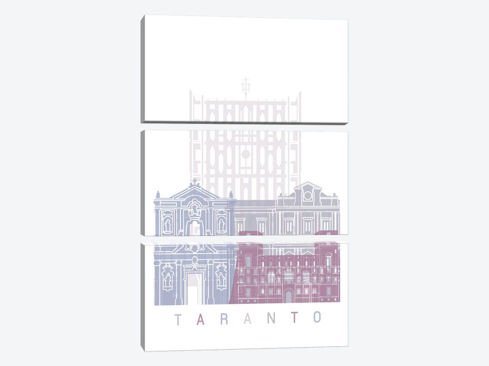 Taranto Skyline Poster Pastel by Paul Rommer 3-piece Canvas Print