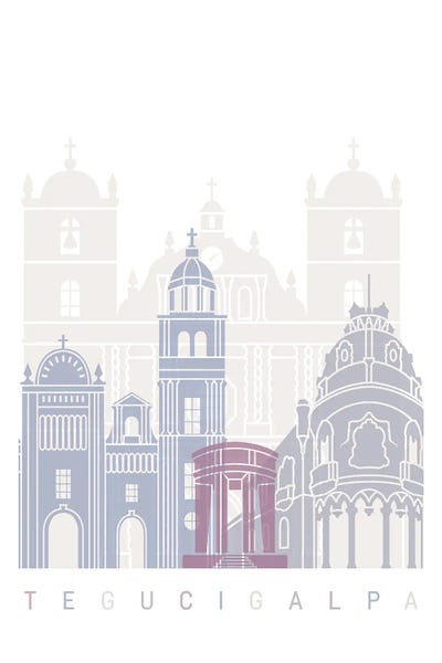 Honduras: Tegucigalpa Skyline Poster Pastel by Paul Rommer