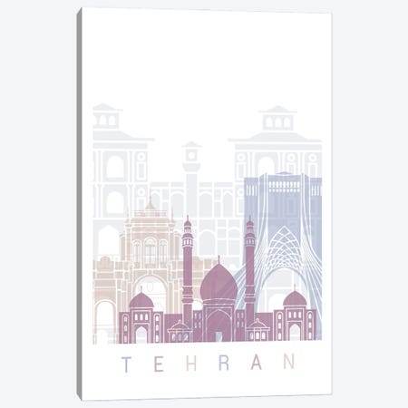 Tehran Skyline Poster Pastel Canvas Print #PUR6047} by Paul Rommer Canvas Wall Art