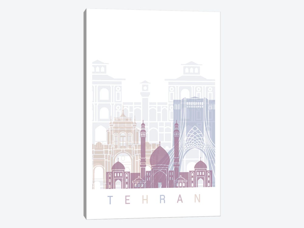 Tehran Skyline Poster Pastel by Paul Rommer 1-piece Canvas Print