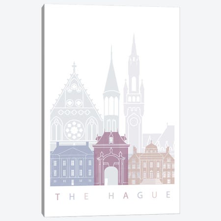 The Hague Skyline Poster Pastel Canvas Print #PUR6048} by Paul Rommer Canvas Print