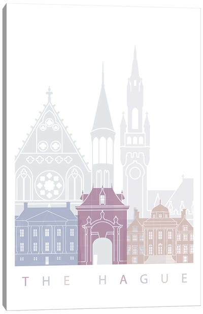 The Hague Skyline Poster Pastel Canvas Art Print - Netherlands Art