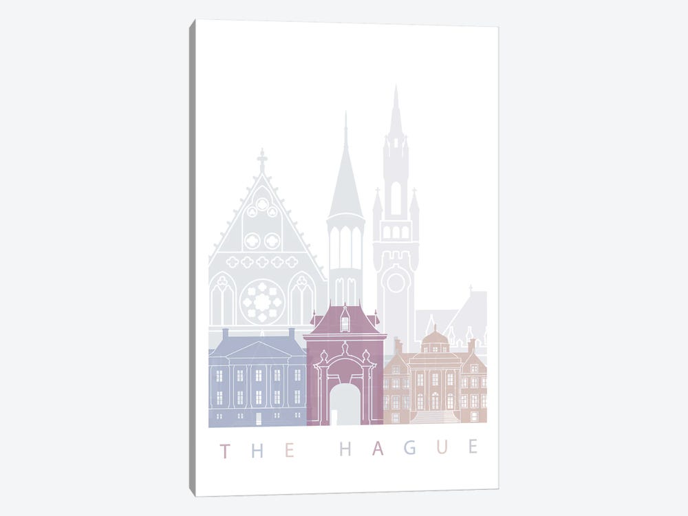 The Hague Skyline Poster Pastel by Paul Rommer 1-piece Canvas Wall Art