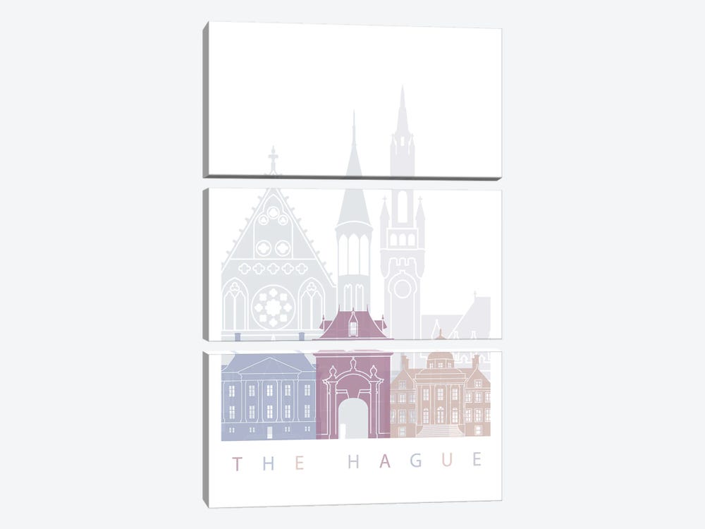 The Hague Skyline Poster Pastel by Paul Rommer 3-piece Canvas Art