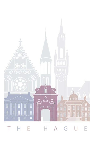 Netherlands: The Hague Skyline Poster Pastel by Paul Rommer