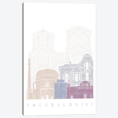 Thessaloniki Skyline Poster Pastel Canvas Print #PUR6049} by Paul Rommer Canvas Print