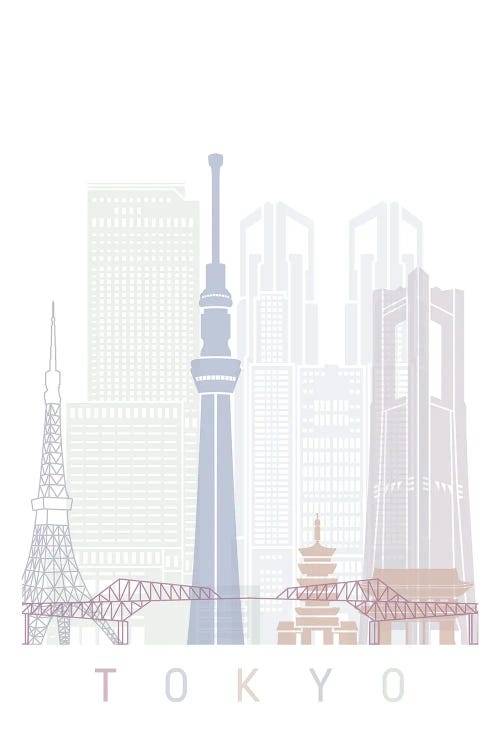 Tokyo Skyline Poster Pastel by Paul Rommer wall art