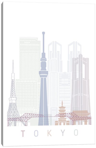 Tokyo Skyline Poster Pastel Canvas Art Print - Tokyo Art