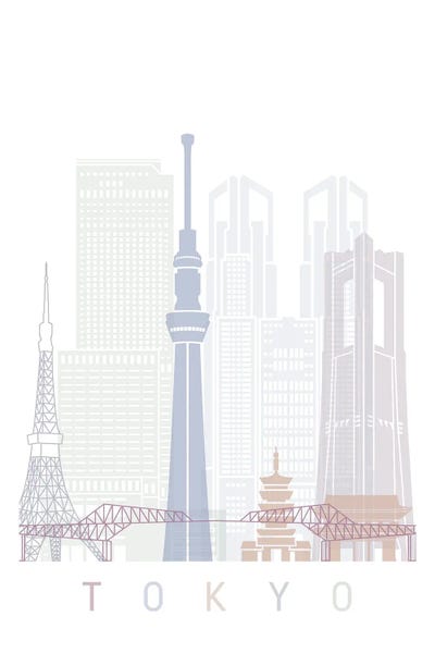 Tokyo: Tokyo Skyline Poster Pastel by Paul Rommer