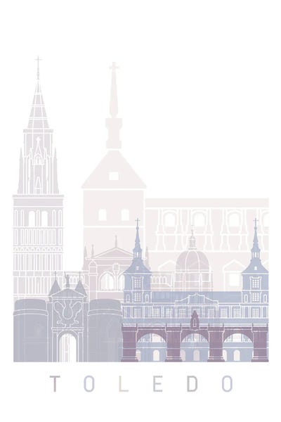 Toledo, Spain: Toledo Skyline Poster Pastel by Paul Rommer