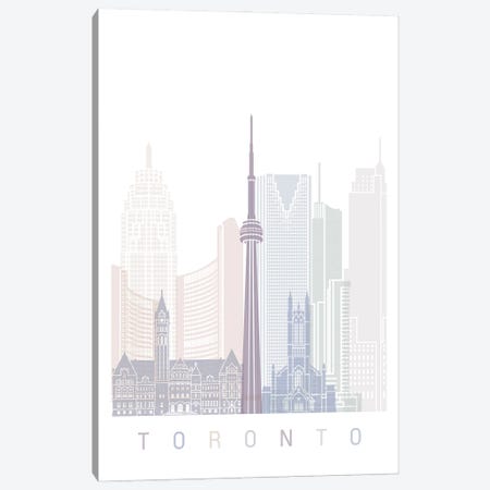 Toronto Skyline Poster Pastel Canvas Print #PUR6052} by Paul Rommer Canvas Artwork