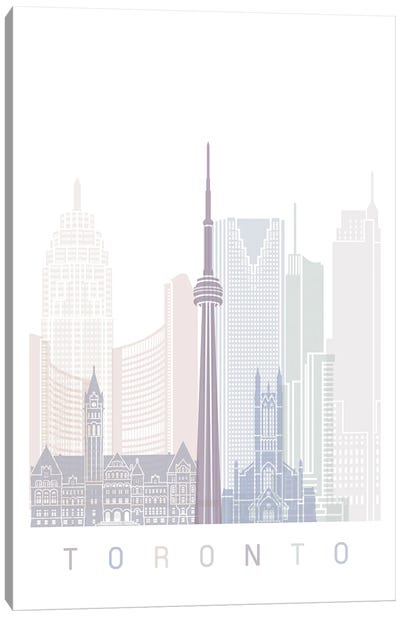 Toronto Skyline Poster Pastel Canvas Art Print - Ontario Art