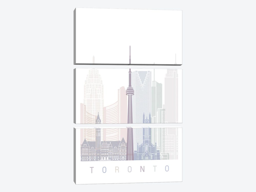 Toronto Skyline Poster Pastel by Paul Rommer 3-piece Art Print