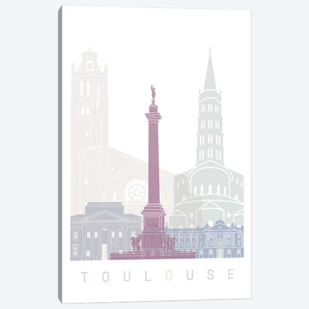 Toulouse Skyline Poster Pastel Canvas Print #PUR6053} by Paul Rommer Canvas Art