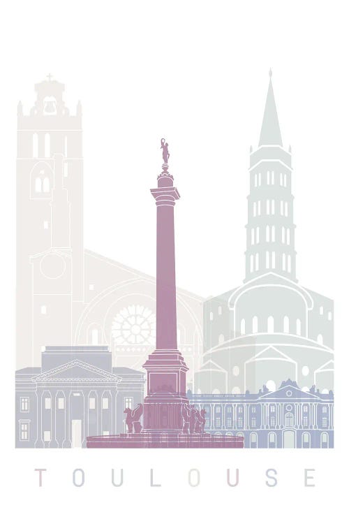 Toulouse Skyline Poster Pastel