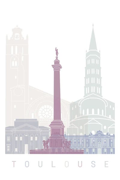 Occitania: Toulouse Skyline Poster Pastel by Paul Rommer