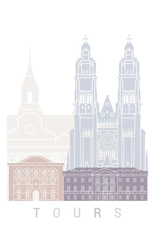 Tours Skyline Poster Pastel