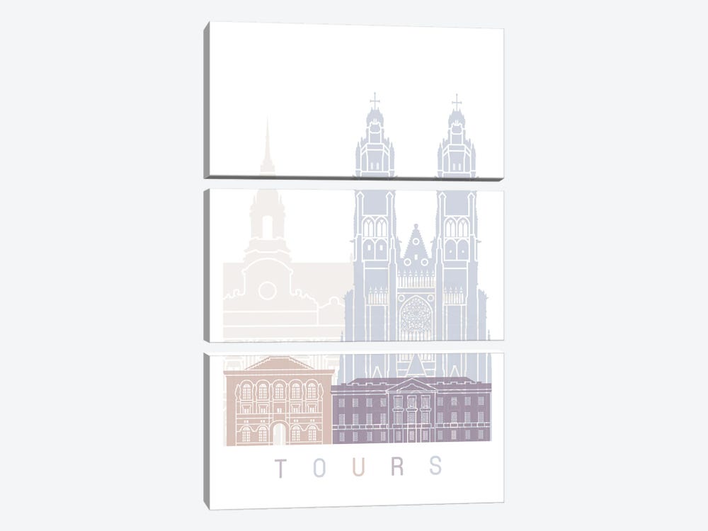 Tours Skyline Poster Pastel by Paul Rommer 3-piece Canvas Print