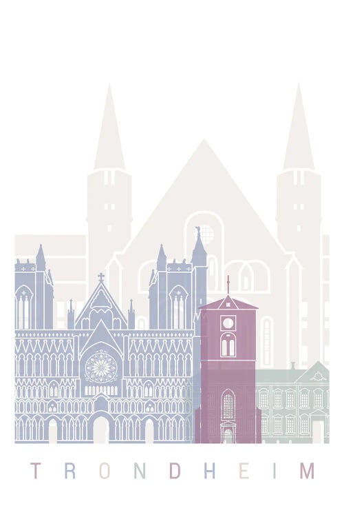 Trondheim Skyline Poster Pastel