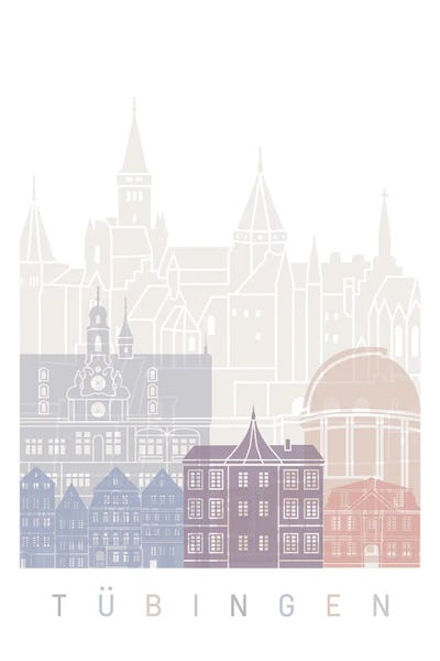 Tübingen Skyline Poster Pastel by Paul Rommer art print