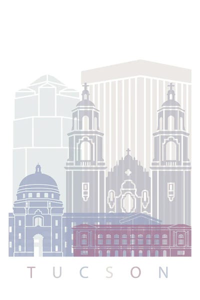 Tucson Skyline Poster Pastel by Paul Rommer art print