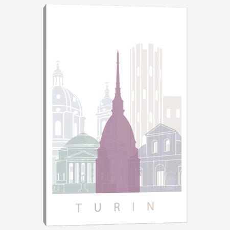 Turin Skyline Poster Pastel Canvas Print #PUR6059} by Paul Rommer Canvas Wall Art