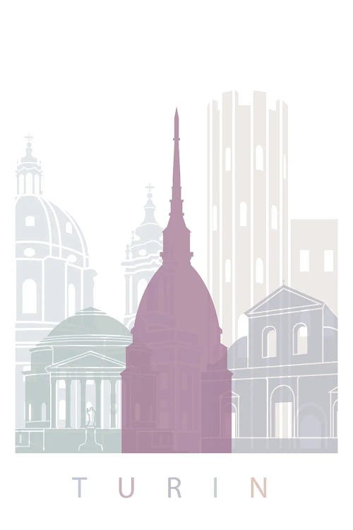 Turin Skyline Poster Pastel by Paul Rommer wall art