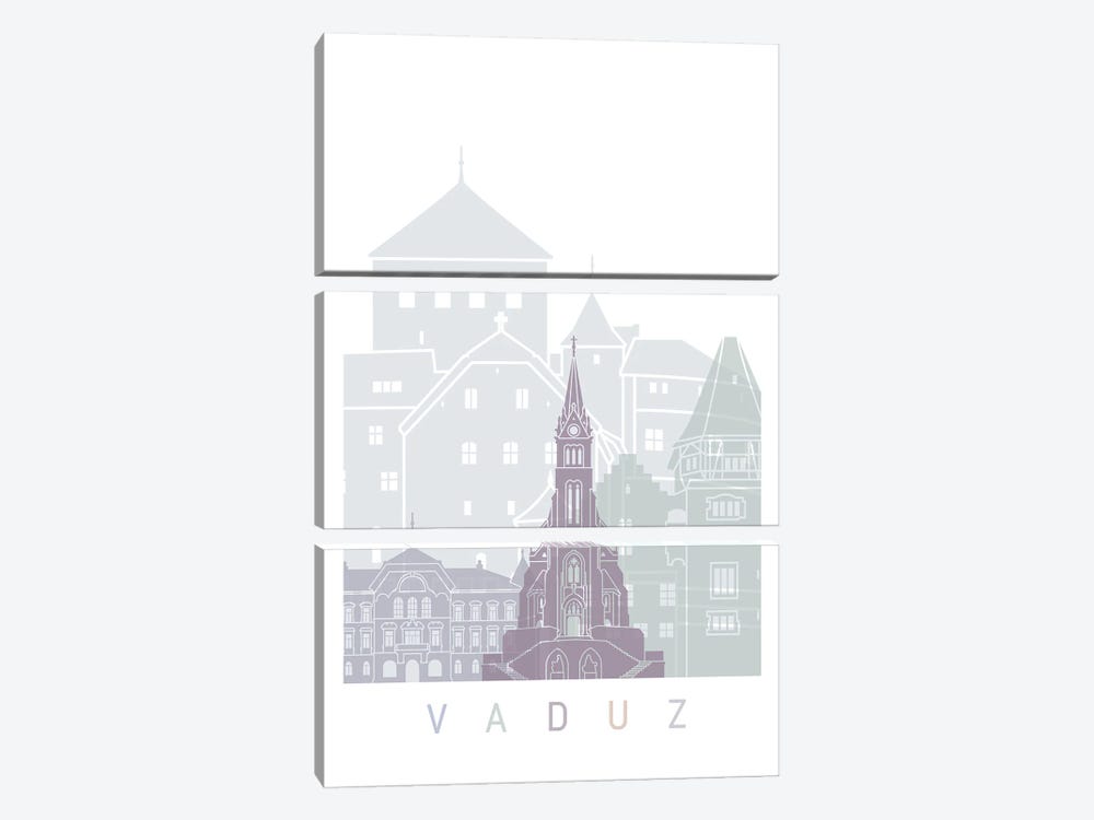 Vaduz Skyline Poster Pastel by Paul Rommer 3-piece Art Print