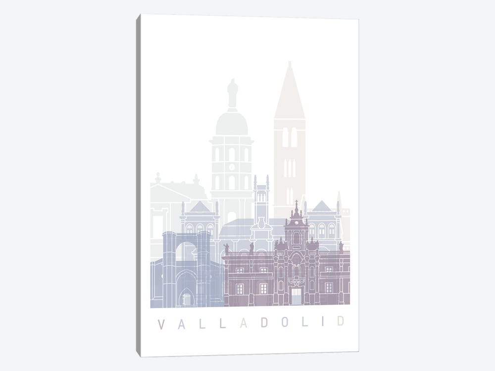 Valladolid Skyline Poster Pastel by Paul Rommer 1-piece Canvas Print