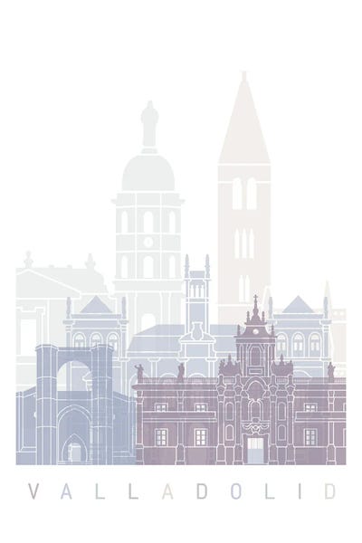 Spain: Valladolid Skyline Poster Pastel by Paul Rommer