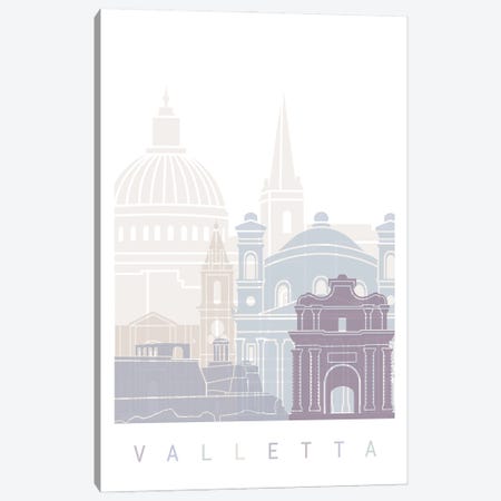 Valleta Skyline Poster Pastel Canvas Print #PUR6064} by Paul Rommer Canvas Wall Art