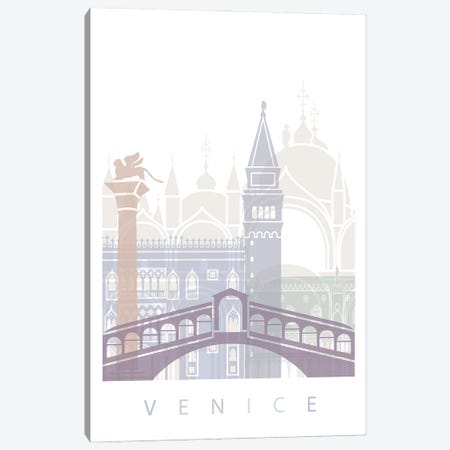 Venice Skyline Poster Pastel Canvas Print #PUR6066} by Paul Rommer Canvas Artwork