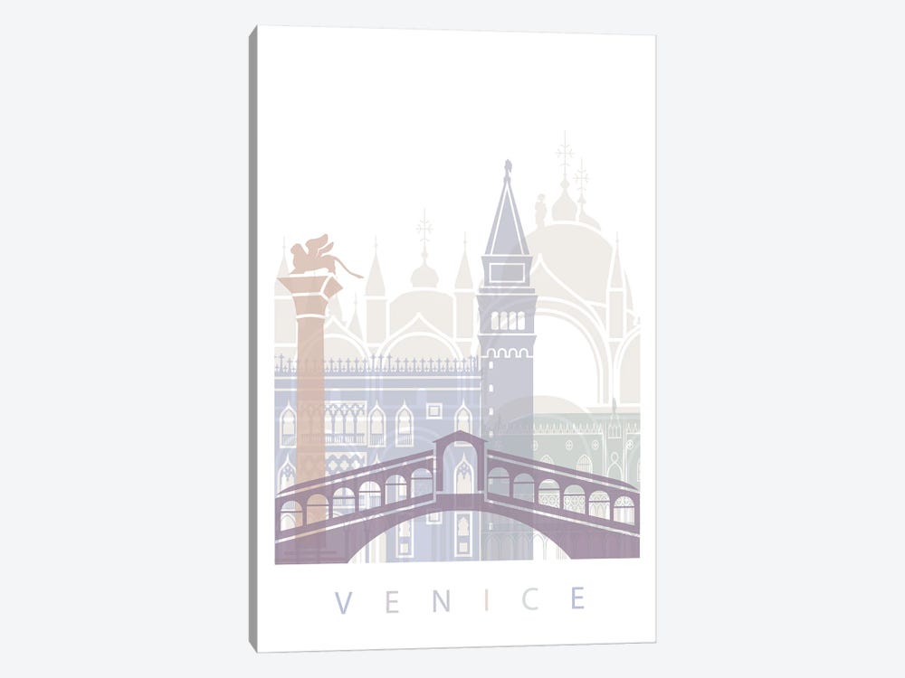 Venice Skyline Poster Pastel by Paul Rommer 1-piece Canvas Wall Art