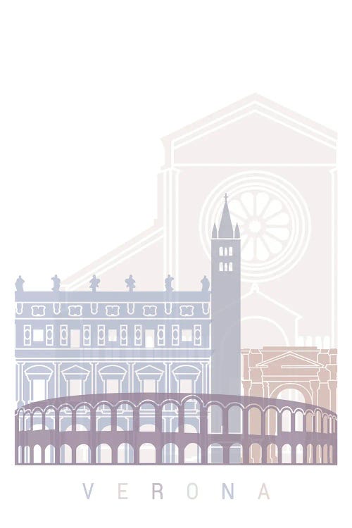 Verona Skyline Poster Pastel