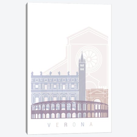 Verona Skyline Poster Pastel Canvas Print #PUR6067} by Paul Rommer Canvas Artwork