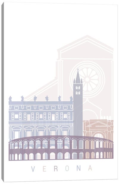 Verona Skyline Poster Pastel Canvas Art Print