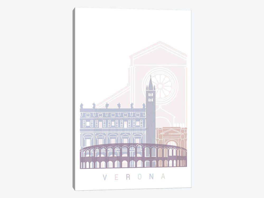 Verona Skyline Poster Pastel by Paul Rommer 1-piece Canvas Print