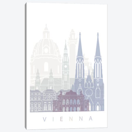 Vienna Skyline Poster Pastel Canvas Print #PUR6068} by Paul Rommer Art Print